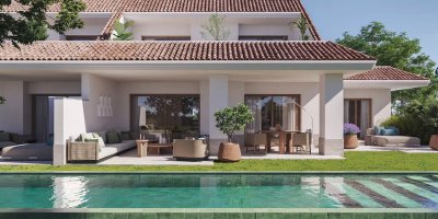 Vivienda unifamiliar contemporánea con piscina y terraza exterior, diseñada por Molins Design, como referencia de arquitectura residencial de alto nivel y talento especializado en diseño.